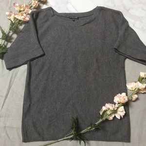 EILEEN FISHER Merino Wool Gray Short Sleeve Top